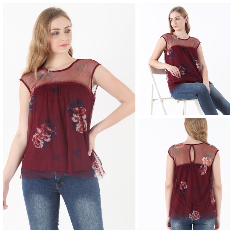 BLOUSE SLEEVELESS KOMBINASI TERMURAH