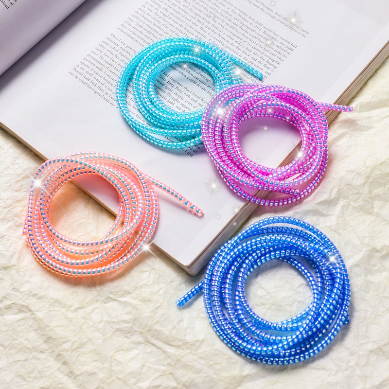 (Ladies' Color) Pelindung Kabel Charger / Earphone Bentuk Spiral Panjang 1.6M