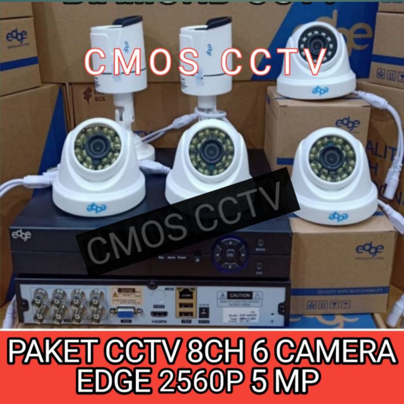 PAKET CCTV EDGE 5MP 8CHANNEL 6CAMERA FULL HD KOMPLIT+HDD 500GB