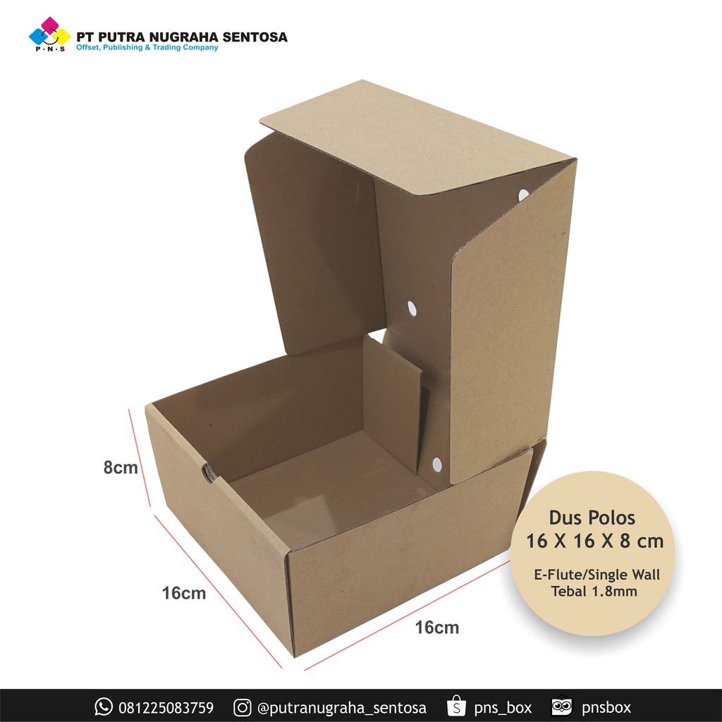 

DUS / BOX / 16x16x8 cm / KOTAK KUE/ KARDUS KUE/ PACKAGING / DUS MAKANAN / DIE CUT / KARDUS POLOS