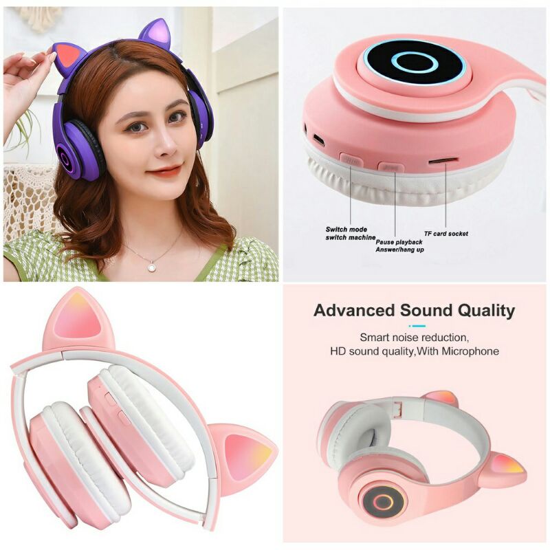 Cat Ear Headphone VZV-B39 STN-28 Bluetooth 5.0 Wireless Headset Earphone With...