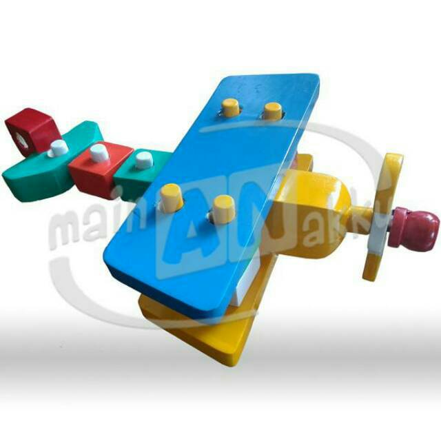 MAINAN KAYU MAINAN BALOK MAINAN EDUKASI BALOK PESAWAT