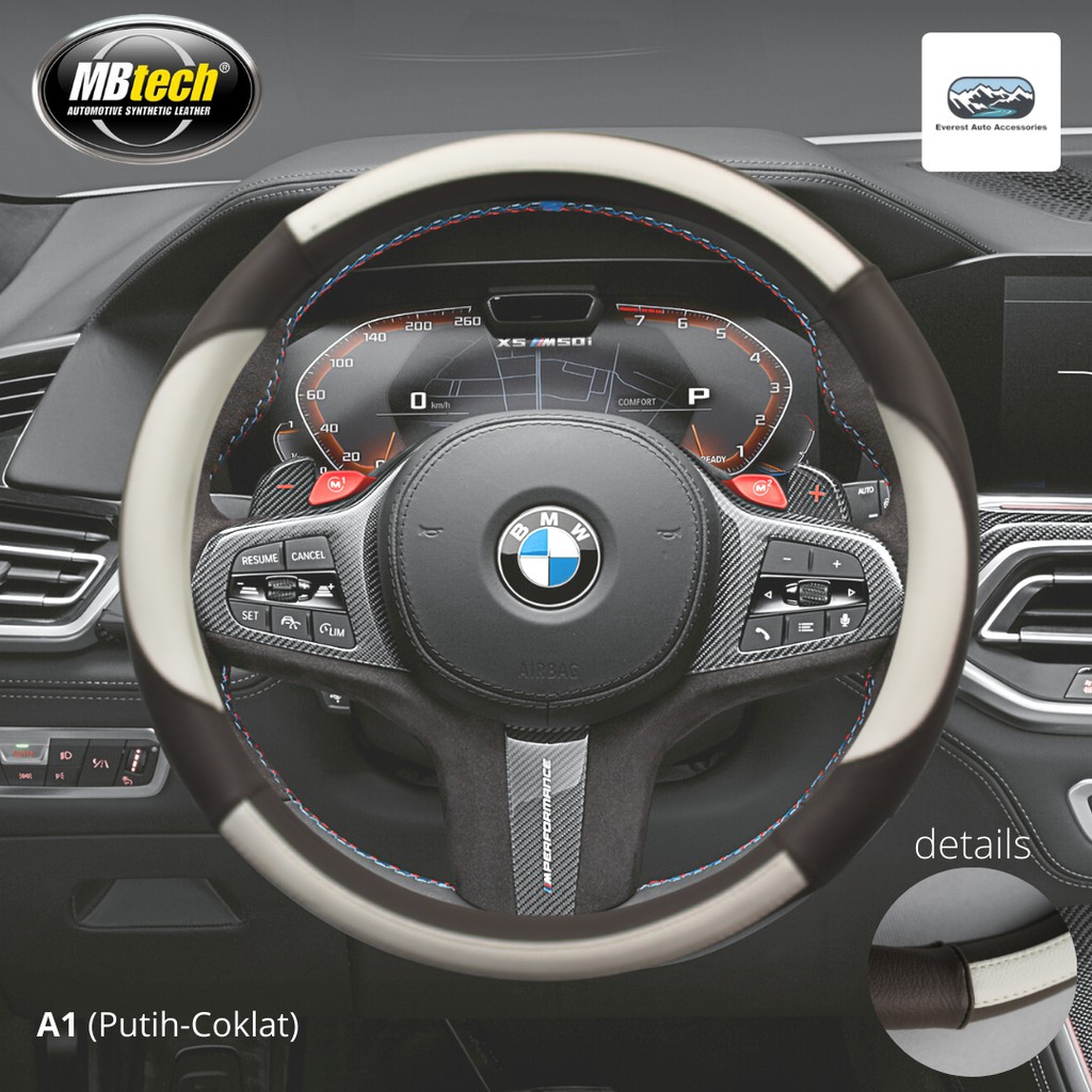 Cover Sarung Stir Steering Wheel Cover Bahan Kulit Universal Diameter 38cm - 40cm kulit MB Tech