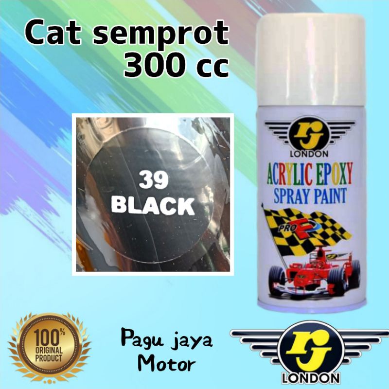 Pilok pilox 300ml black gloss glossy hitam mengkilap 300cc rj london cat semprot spray paint