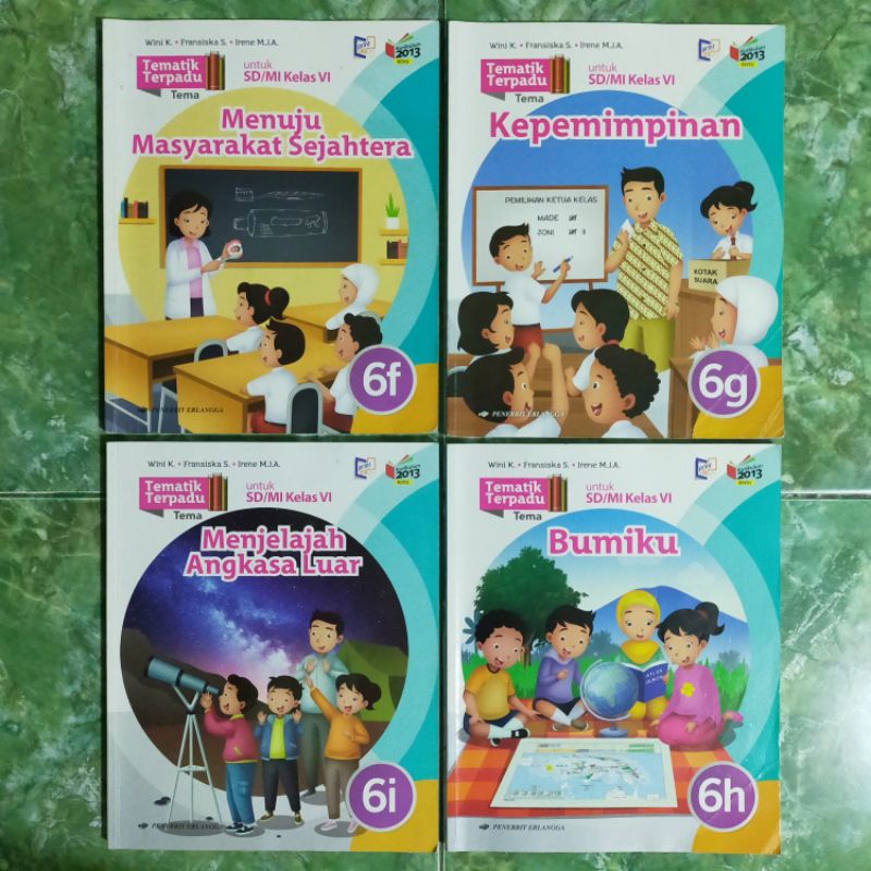 Paket 4 buku bekas original : Tematik terpadu untuk SD/MI kelas 6 jilid 6f - 6i by erlangga