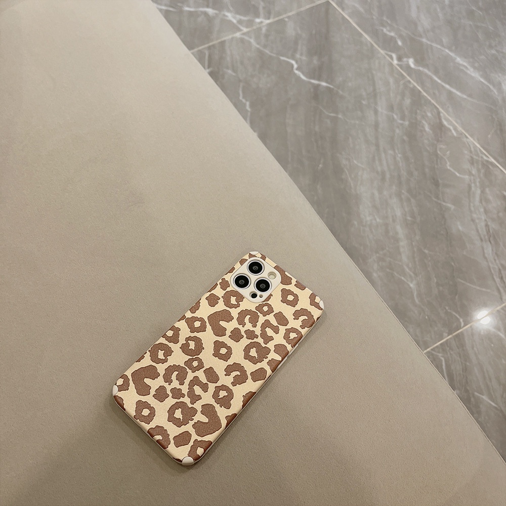 IPHONE Case Cover Handphone Lembut Serat Kulit Motif Leopard Untuk Iphone14 13 12 Mini11 Pro Max X XS XR 87 PLUS