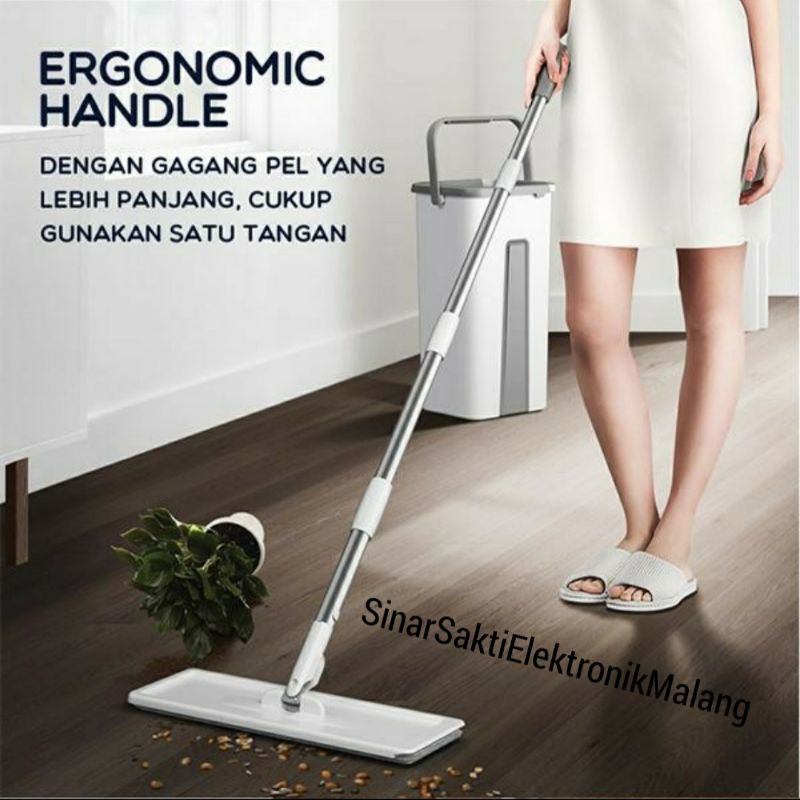 Samono Alat Pel Lantai Otomatis Ultra Mop Flat Tarik Sapu Ember Smart Mop Sweeper Malang