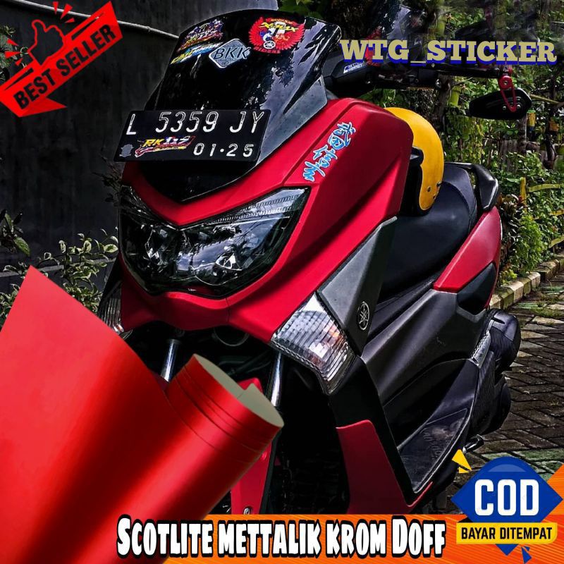 Stiker skotlet motor metalik krom doff merah stiker scotlite motor scotlet motor doff