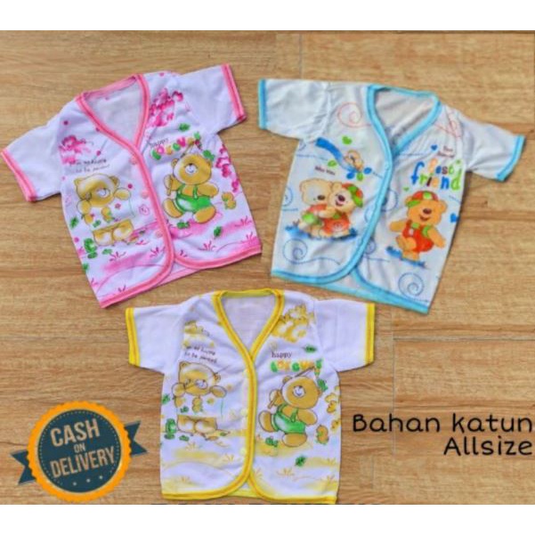 12pc BAJU BAYI LENGAN PENDEK Putih Sablon, Bayi Lengan pendek Bahan Cotton Newborn Baby Unisex