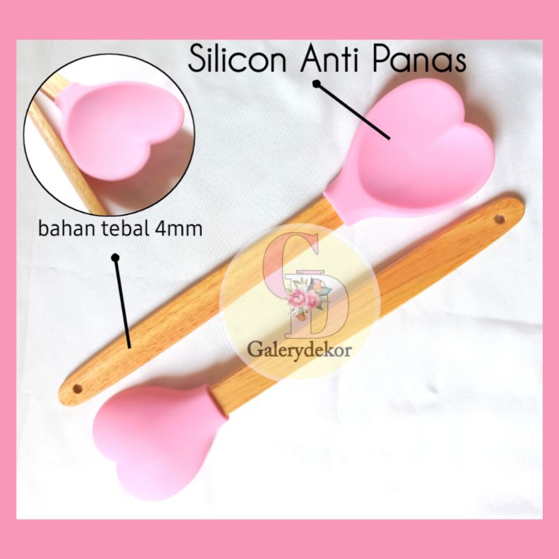 SPATULA SILICON LOVE PINK ANTI PANAS