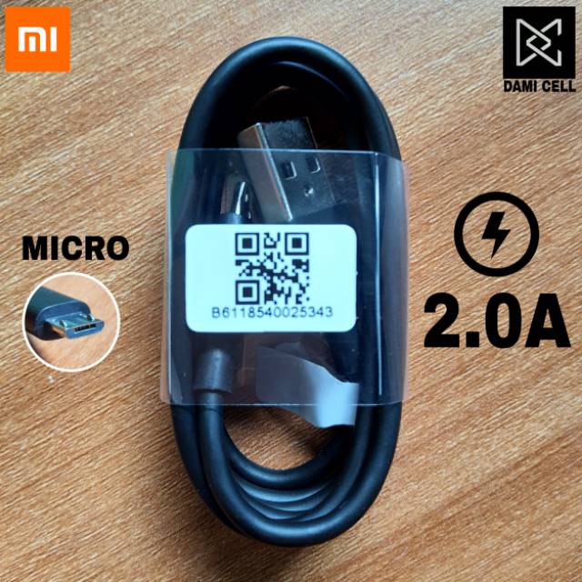 Kabel Data Xiaomi Redmi 4X Black Original 100% Fast Charging Micro USB