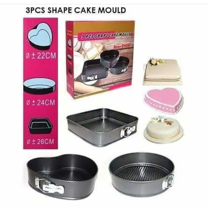 Set3 bentuk Loyang teflon bongkar pasang loyang kue cetakan - 2704