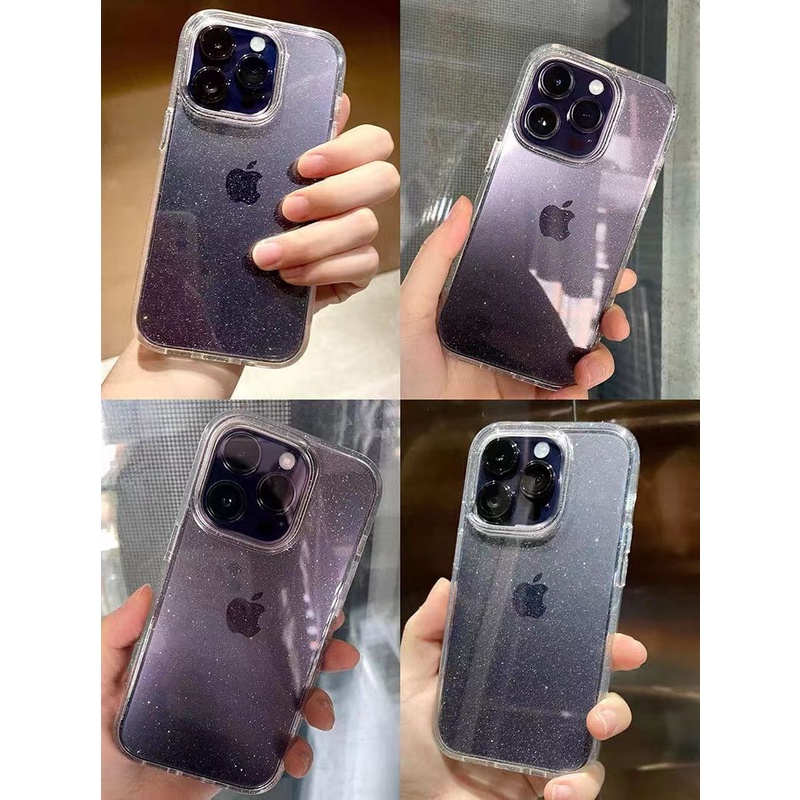 Hard case Glitter Transparan Anti Jatuh Untuk iPhone 14 13 Pro Max 12 Mini 6 + 7 + 8 + XsMax 11Pro 11ProMax