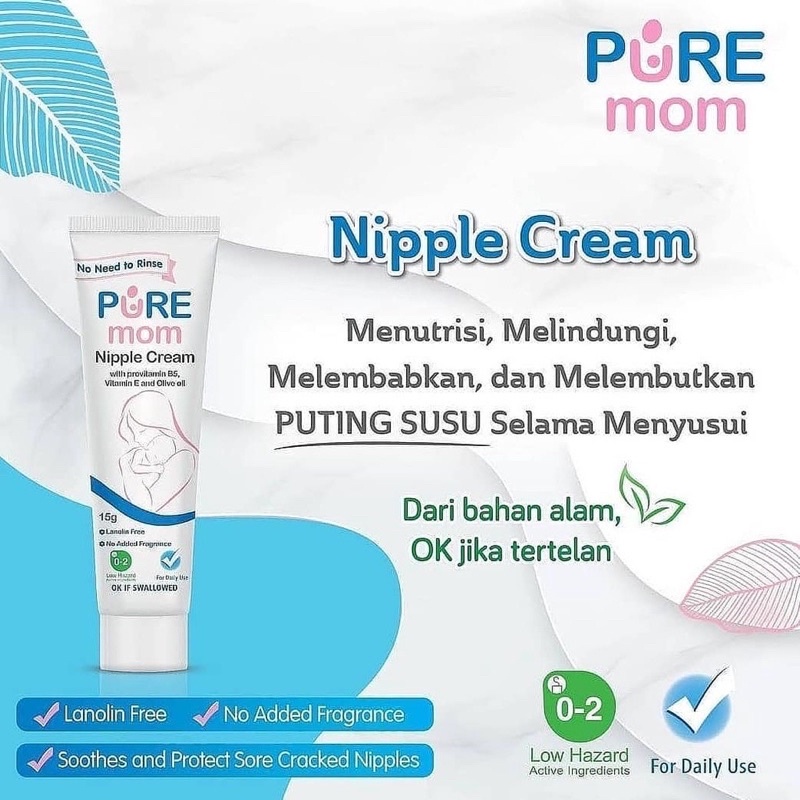 Pure Mom Nipple Cream 15gr / Nipple Cream Pure Baby / Krim Puting Susu PureBB Kids