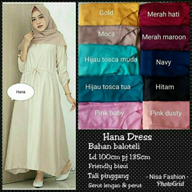 Hana Dress GAMIS BALOTELLI MURAH SYARI SURAKARTA SUKOHARJO SRAGEN