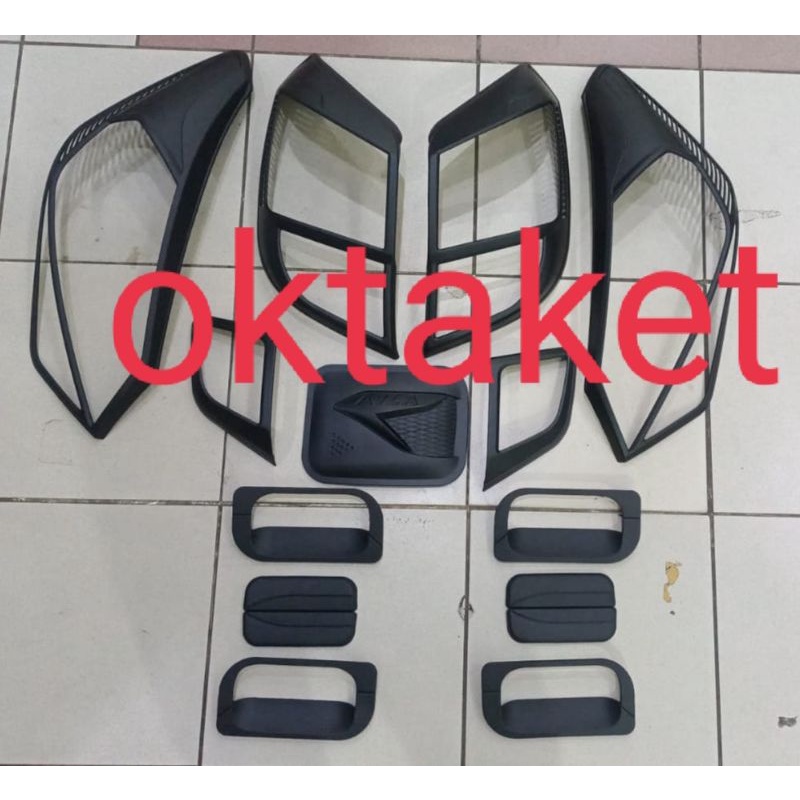 paket lengkap agya ayla 2017 2018 2021  hitam  outer handle tank cover garnish depan belakang