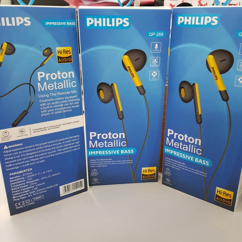 Handsfree Earphone Philips QP 268 Proton Metalic Impressive Bass [kk]