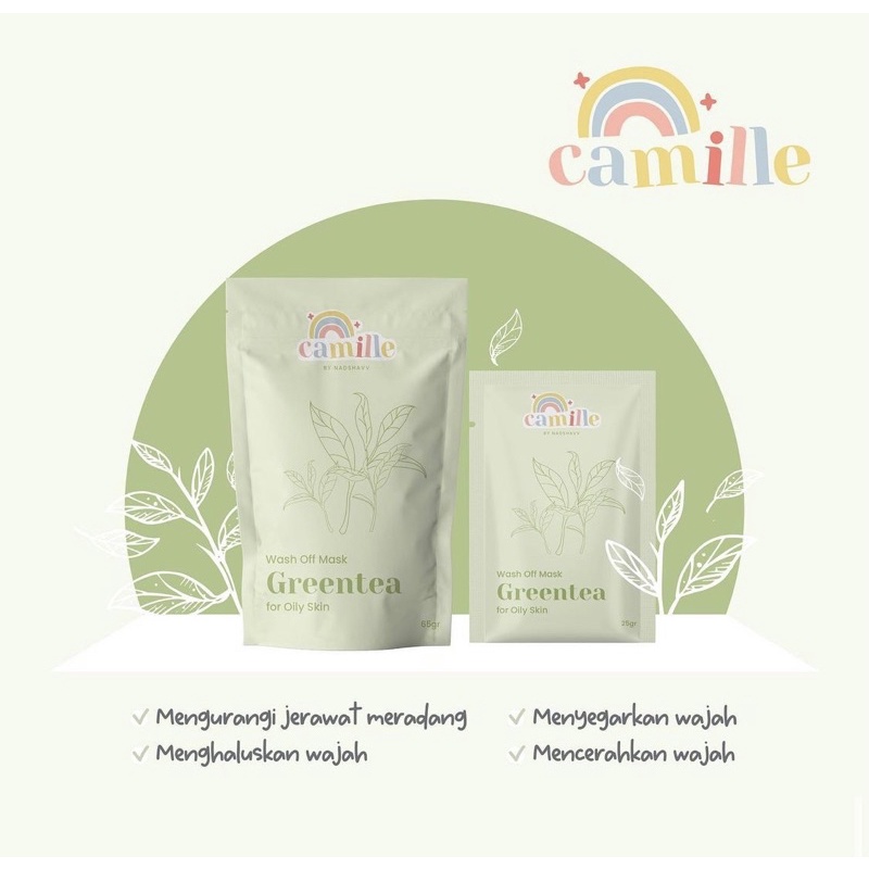 MASKER CAMILLE • FACE MIST CAMILLE • BODY SCRUB CAMILLE | MASKER ORGANIK BPOM-GREENTEA 65 GR