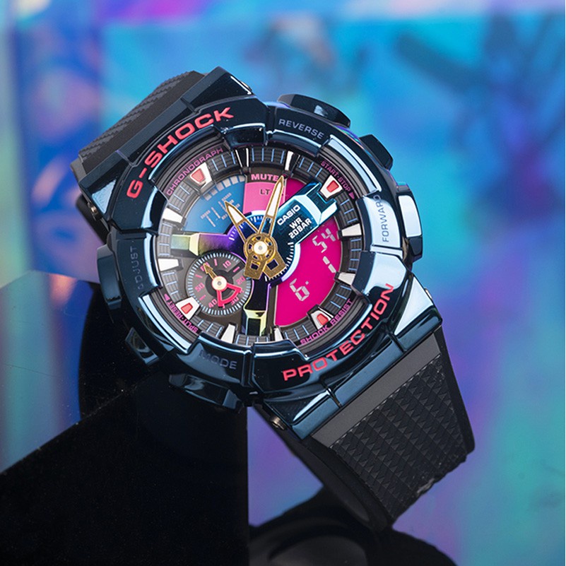 ✾CASI0 Watch Man Stock Rainbow Ring Metal Volcano Mine Gm-110rb-2a