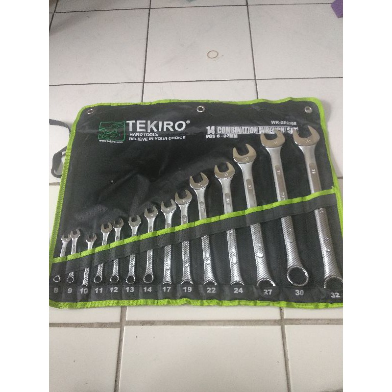 Tekiro kunci Ring pas set isi 14pc Ukuran 8-32mm