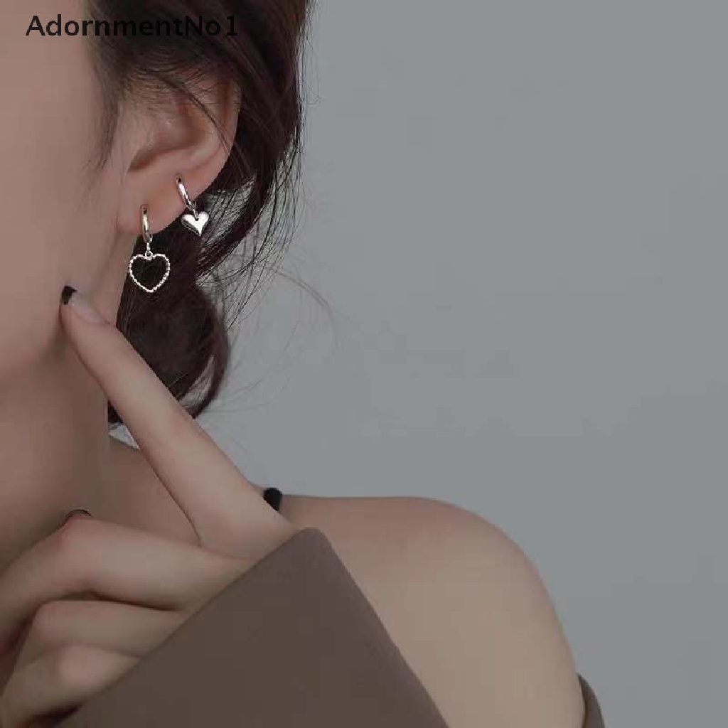 (AdornmentNo1) Anting Tusuk Gantung Asimetris Bentuk Hati Untuk Wanita