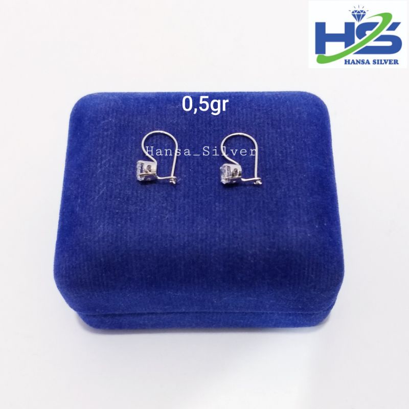 Anting Perak Asli Silver 925 Lapis Emas Putih Model Anting Desi 0,5Gram/1Gram/ 1,5Gram/2Gram/3Gram - Anting Wanita Anti Karat