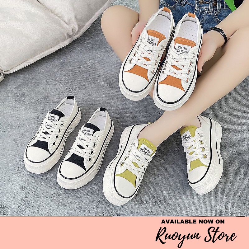 RYX - Plaede Simple Sepatu Tali Sneakers Wanita Fashion Casual - Ori Import