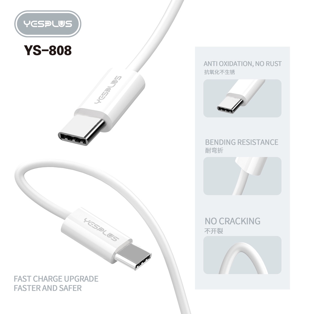 MIINII Kabel Data YS-808/YS-807 USB TYPE-C TO TYPE-C PD 20W Original PD Fast Charging