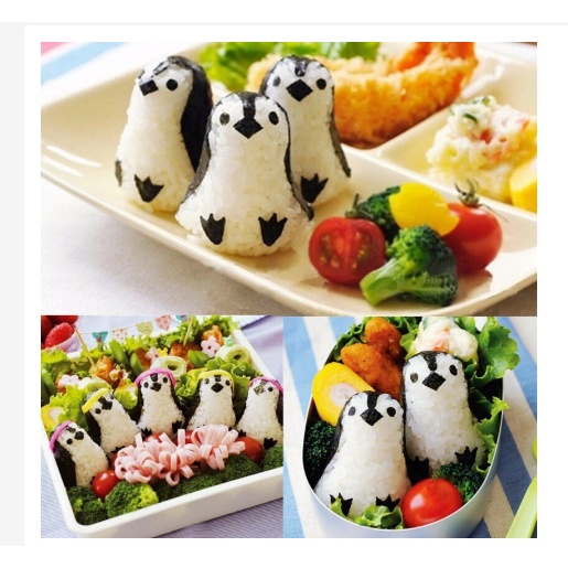 Set Cetakan Nasi Pinguin Cetakan Sushi Cetakan Bento Rice Maker Cutter Mold Cetakan Nasi Bentuk Lucu Cetakan Onigiri