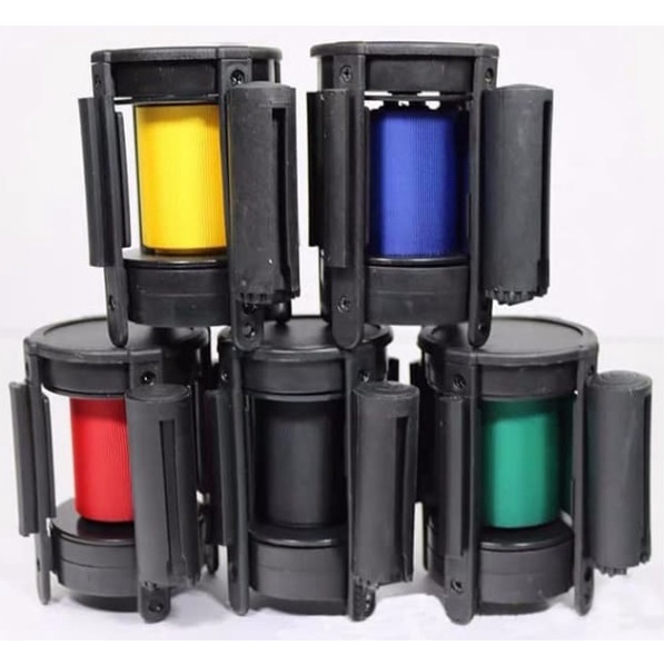 

Kepala Tiang Antrian pita tarik pembatas kuning,tape Head belt Qline only