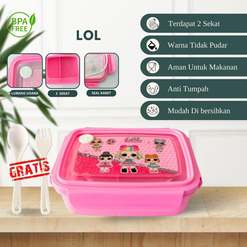 Lunch Box Set Kotak Bekal Kotak Makan ​Free Sendok 2 SEKAT