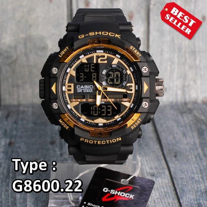 G SHOCK G-8600 Hitam emas Jam tangan digital pria & anak anti air