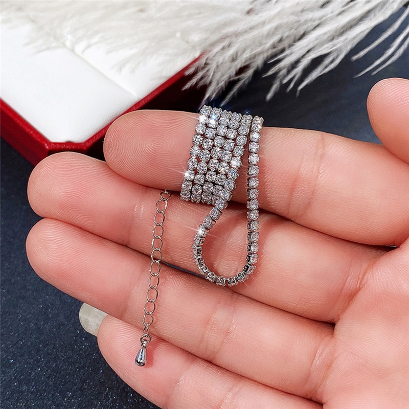 Kalung Rantai Choker Hias Full Paved CZ Berkilau Serbaguna Untuk Wanita