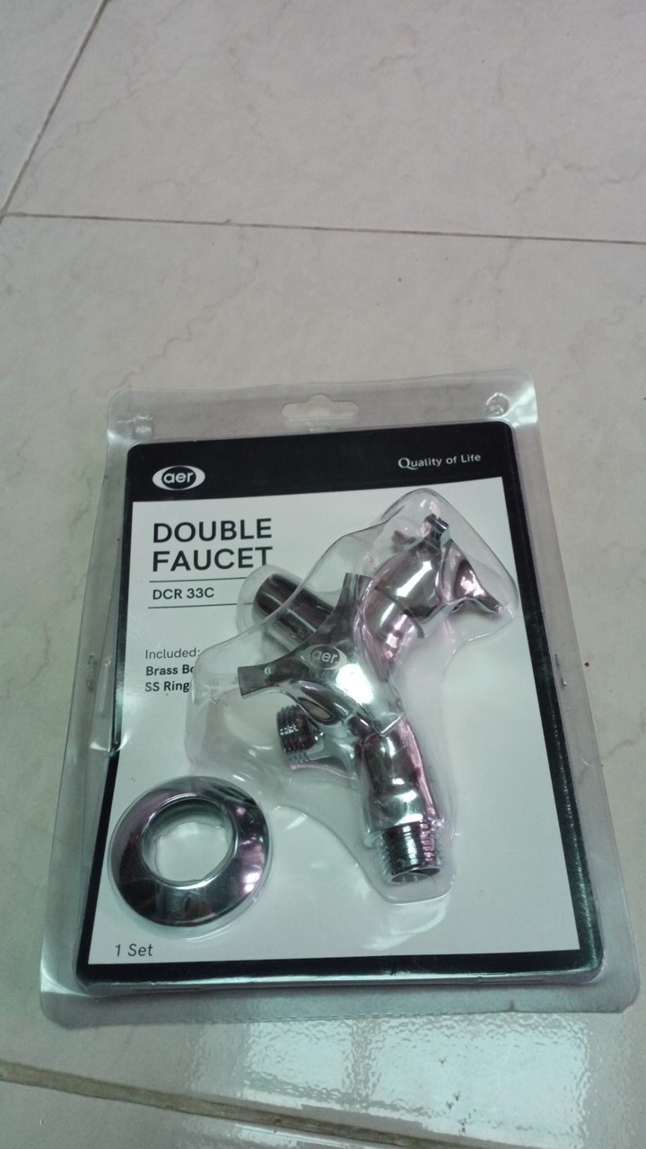 Aer Kran Air Tembok Dobel Kuningan Brass Wall Double Faucet Dcr 33c