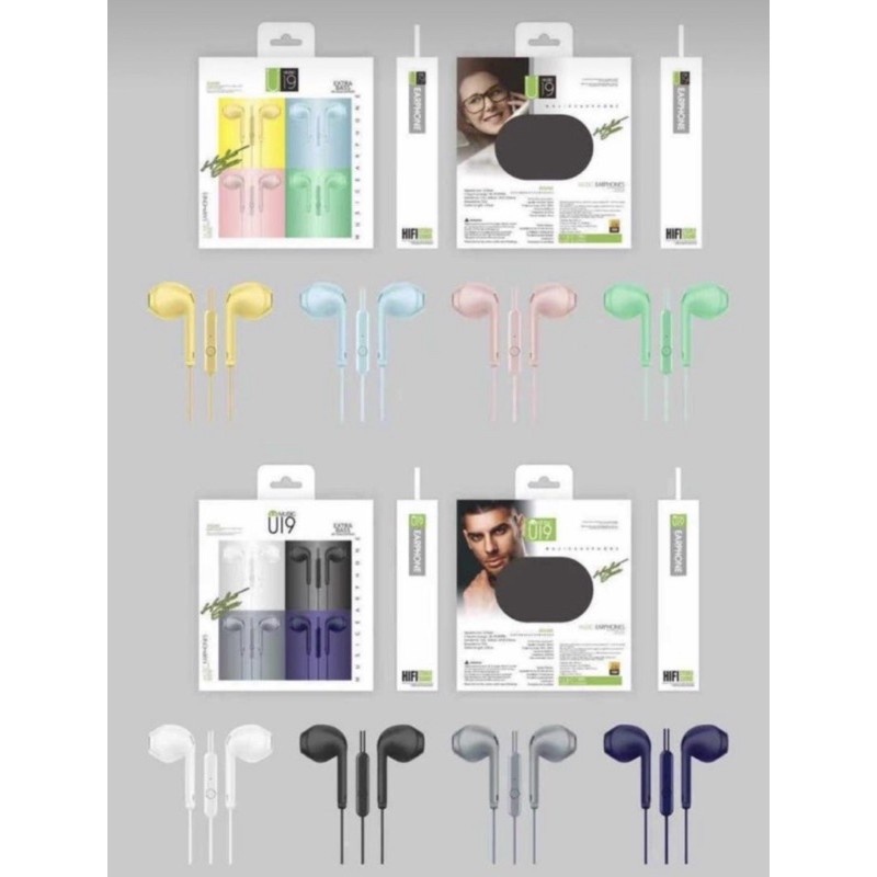 Earphone  Macaron  U19 Headset Kabel Stereo Handsfree Extra Bass Earphone U 19