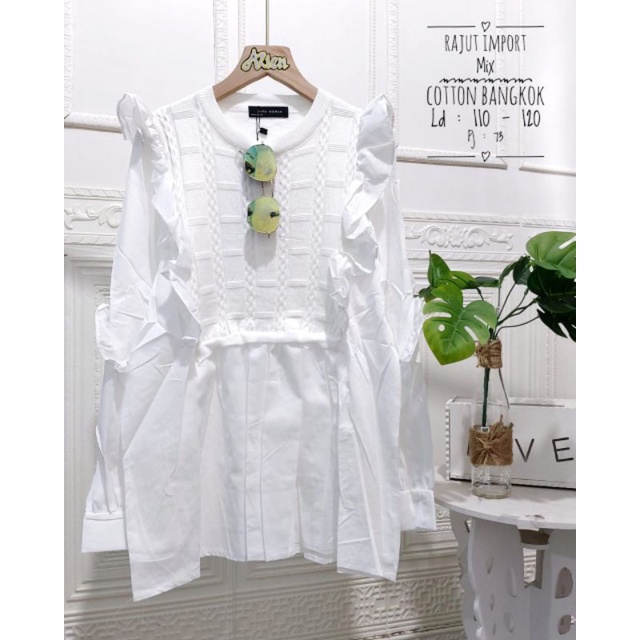 Tunik wanita bahan rajut import mix katun Bangkok ukuran allsize ld 110-120