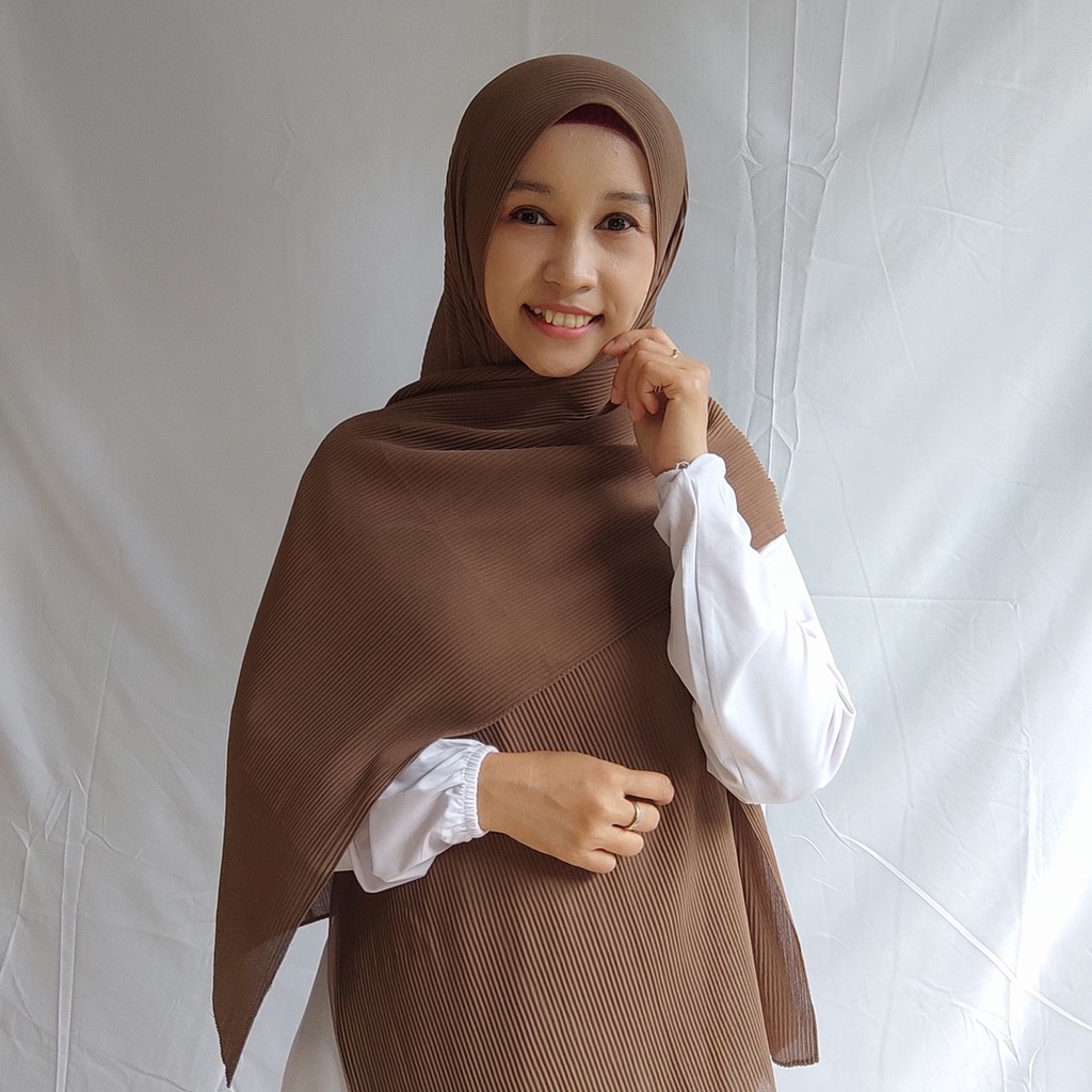 BEST SELLER PASHMINA FULL PLISKET AMEERA WARNA EARTHTONE / CREAM / NETRAL 180 X 75 BABYDOLL PREMIUM