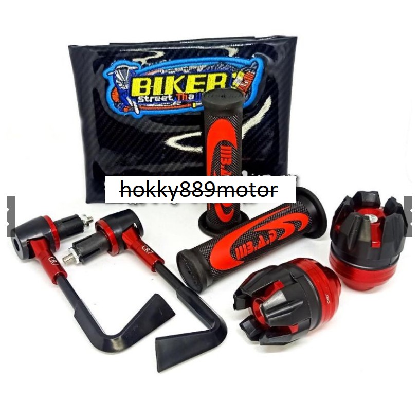 Kulit jok carbon hitam + proguard L + jalu as roda + handgrip Nike 1paket isi 4macam universal