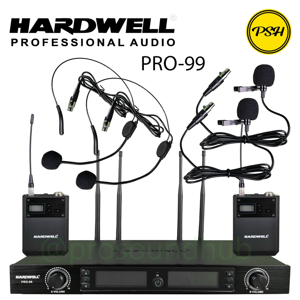 Hardwell PRO-99 PRO99 Mic Wireless UHF Clip On Headset Bando Jepit Lavalier Headworn Imam Kancing Mi