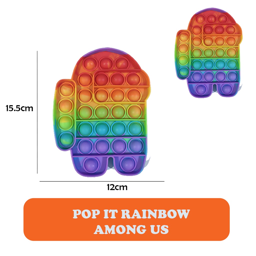 POP IT Rainbow Among Us Unicorn mainan Anak Fidget Pop Its Bubble Toys Kid Popit Pelepas Stress-1