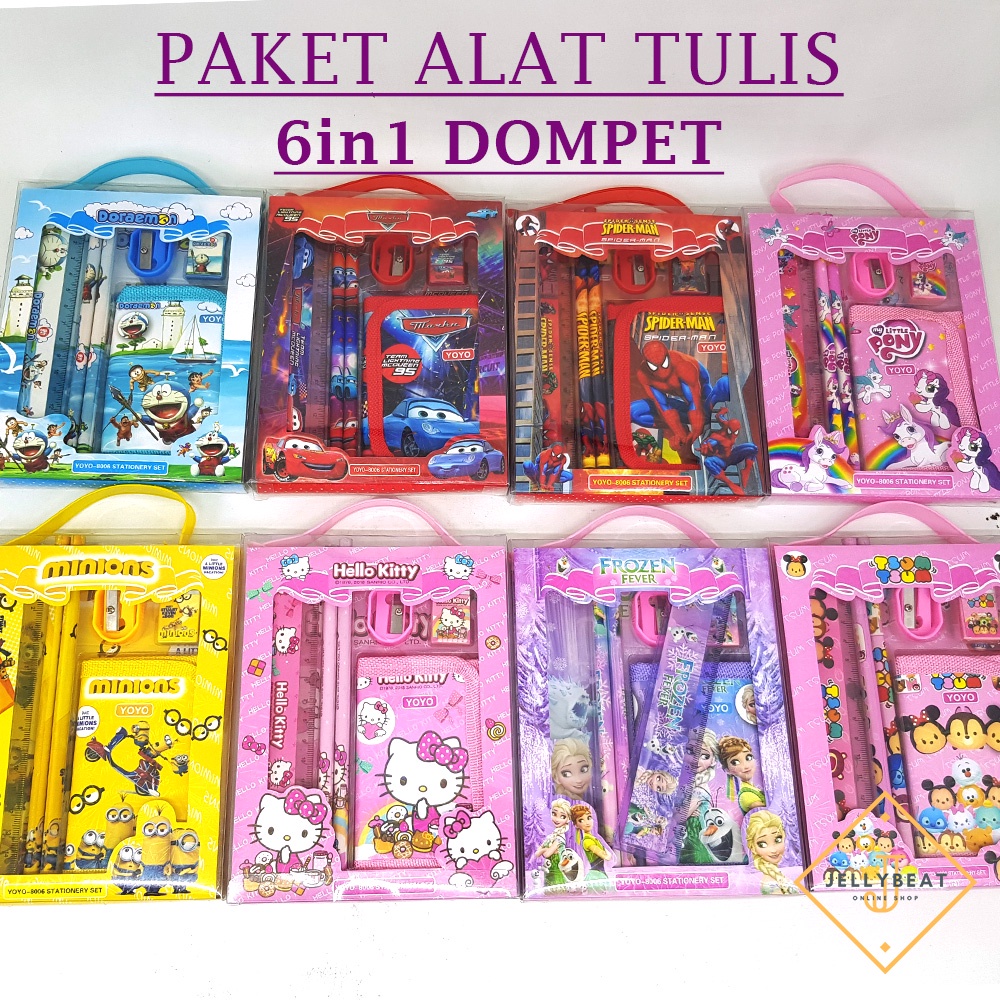 Paket Alat Tulis 6in1 Dompet Karakter