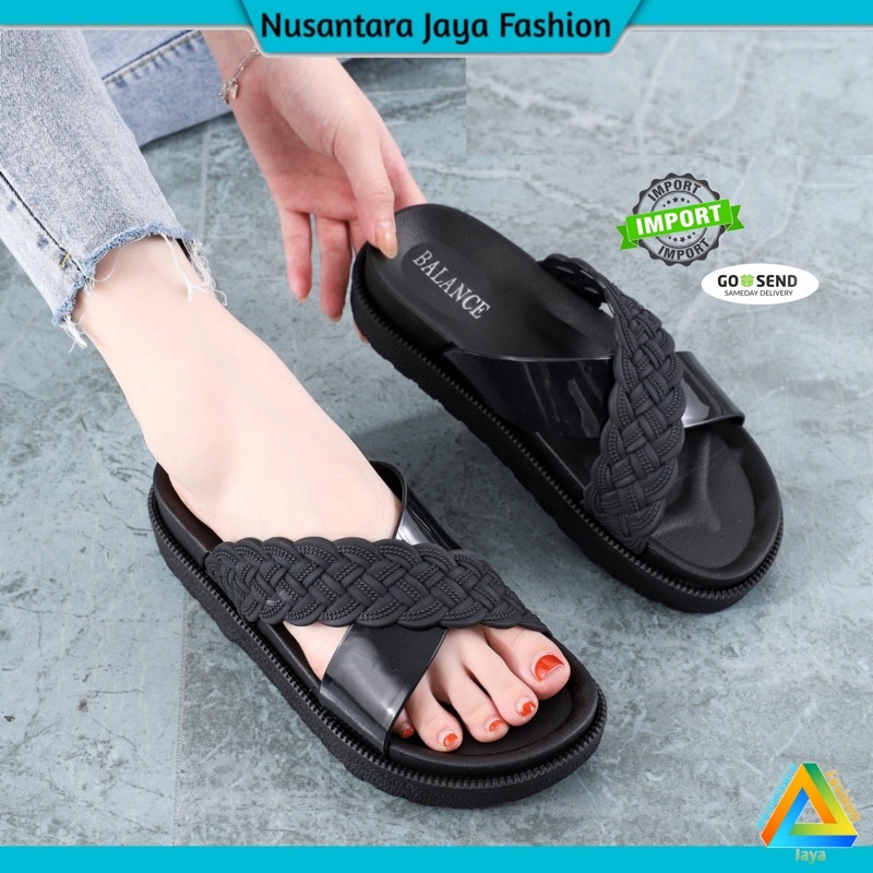 Sandal Wedges Wanita Jelly Balance 1604 53 Tali Kepang Limited Edition