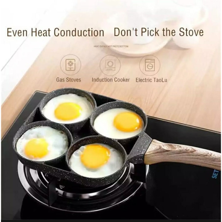 Panci Penggorengan Telur Pancake 4 Lubang Non Stick Egg Frying Pan