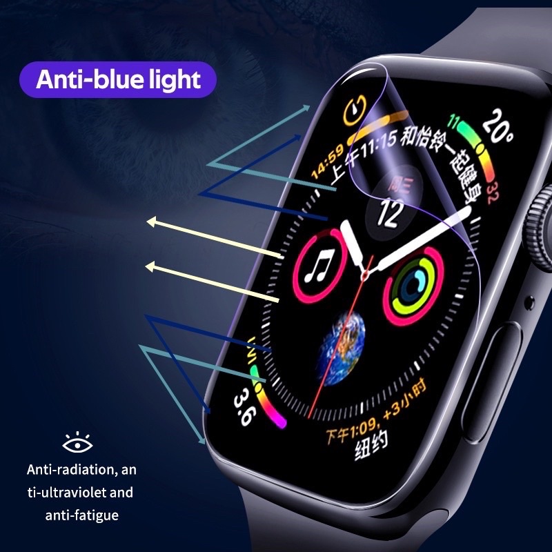 anti gores hydrogel  APPLE WAtch blue light, bluelight, hydrogel matte, hydrogel clear ukuran  7/6/5/4/3/2/1 size 45, 44, 42, 41, 40, 38mm. series 6, 7 mm,