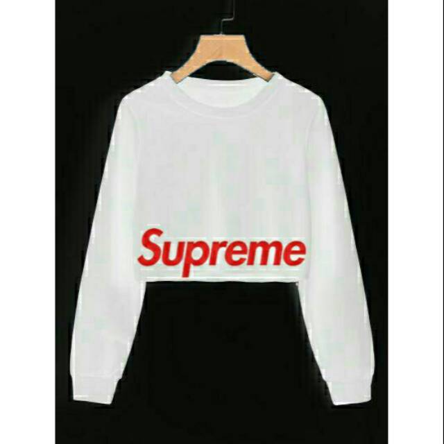 XO - Sweater Crop Supreme Putih,Maroon,Abu tua,Hitam