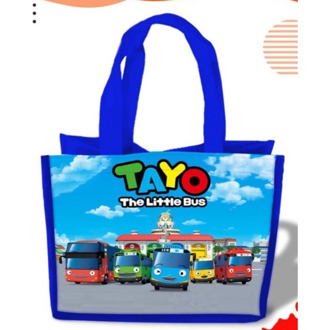 

tas goodie bag ulang tahun anak/ tas souvernir ulang tahun anak motif tayo, princess, mermaid, Spongebob