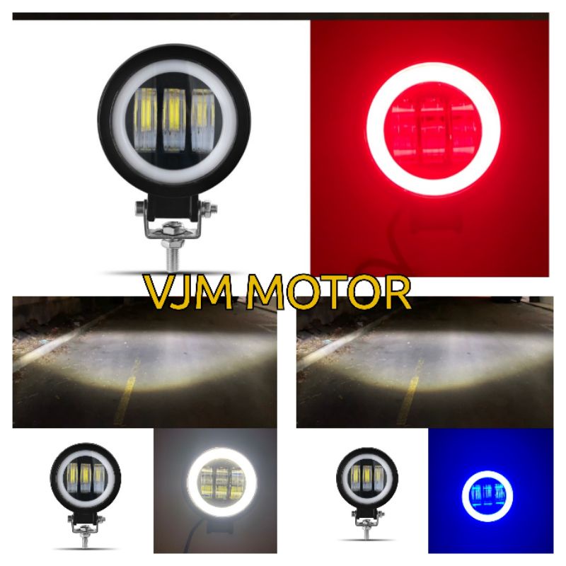 Lampu Tembak Sorot LED CWL 3 Mata Lensa 6D 40watt cree angel Eye Round Bulat