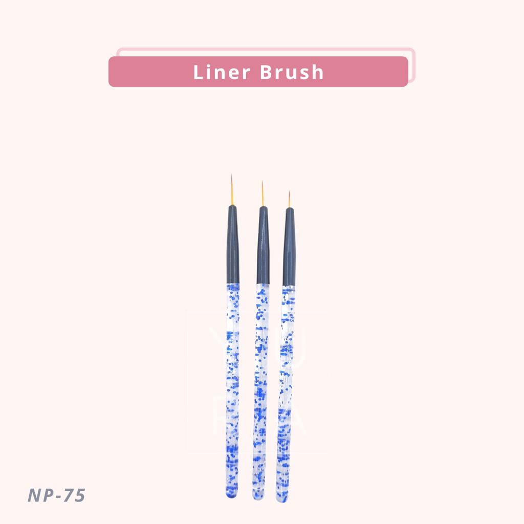 Brush Liner Drawing Kutek Gel Nail Art Bubbles Biru NP-75