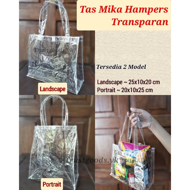 

Tas Mika PVC Transparan 25x10x20 cm Hampers/Souvenir/Kado