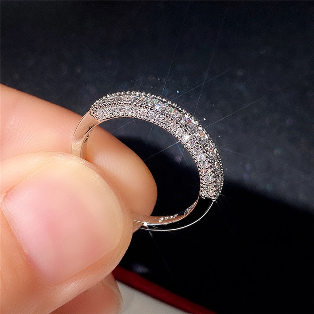 Hu Hu Hu Hu Hu Alat Bantu Pasang Kacamata♡ Cincin Kristal Cubic Zirconia Bulat Berkilau Untuk Hadiah Valentine Priawanita